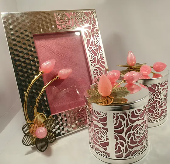 German silver photo frame and jars set